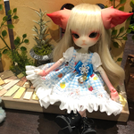 オビツ11サイズ いちご柄ワンピースセット(ブルー)
