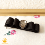 グログランリボンとアンティーク風ビジューのヘアクリップ [mh-001]