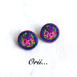  サークル花柄刺繍ピアス/イヤリング