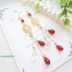 １点限り☆vivid☆red☆花火☆イヤリング(ピアス）☆