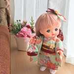 メルちゃんの着物セット*薄緑に菊や牡丹