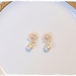 4/19 10：00～ 花風* ivory×lightpink/Tatting lace pierce(ピアスorイヤリング)