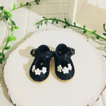 ミニチュア ストラップ flower シューズ（濃紺×ホワイト）