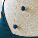 高品質未染色☆12ミリ玉ラピスラズリのシンプルネックレス