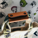 ヌメロ（牛革）レザーのバッグの持ち手カバー、ハンドルカバー、トートバッグやエコバッグに。本革、ブラウン、レトロリボンの刻印