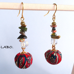 paisley ball ピアス イヤリング 【Red】