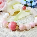 【Rさまのお品】♡煌めきｈappyブレス♡インカローズ/クィーンコンクシェル/ローズクォーツ♡L22♡