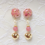 pink × gold heart  charm