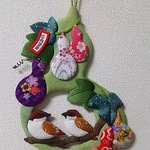 押し絵飾り  六瓢箪と福雀(家内安全)