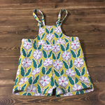 SALE110㎝ショートサロペット北欧風花柄きいろ系