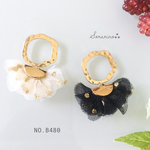  No.B480 限定品⁂ ドットチュールタッセル×ゴールドリング お洒落ピアス / イヤリング