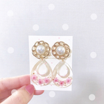 【新作】ゆらゆら ドライフラワー 押し花 ヴィンテージ レジン ピアス