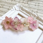 紫陽花とビオラの押し花バレッタ