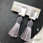 大ぶり♡シェル×タッセル ピアス/大ぶり ボリュームタッセルイヤリング