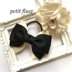 ♡40突破*cream×black*バイカラーリボン