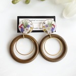 ＊再再…販＊ ヴィンテージ風 flower × wood circle イヤリング/ピアス