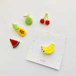 トロピカルフルーツ刺繍ブローチ【受注製作】