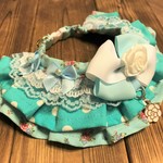 犬・猫29～31.5　cocoちゃん3段フリルチョーカー　水色・薔薇・姫・可愛い