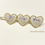 ♡レジンヘアアクセサリー♡ドライフラワー入りハート三連ヘアクリップ♡