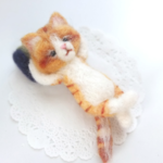 まったり昼寝　猫　茶☆羊毛フェルト