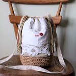 mar、、、様専用3wayアンティーク リネン＆手刺繍＊麻ヒモかごバッグ＊ショルダー