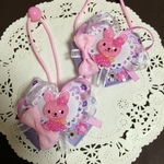 可愛いヘアゴム☆パープル☆ピンクうさぎ☆キッズ