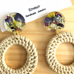 No.284   大きなラタンのリングピアス