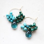 14KGF turquoise malachite flowlignt hooppierce[kgf0518] 