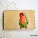 インコ コザクラインコ  インコグッズ　mini カードケース 鳥 革 レザー 定期入れ 鳥グッズ
