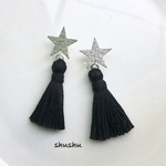 星×タッセルのシルバーピアス／イヤリング