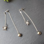 星と月のピアス(シルバー)