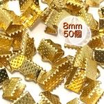 【354】ワニ口 リボンエンド 金具 留め具★ゴールド 8mm/50個