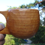 欅の一木彫りコーヒーカップ