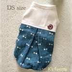 値下げ✨犬服！小型犬DSサイズ胴長タイプ 夏服🌸鹿の子×ダブルガーゼ 背中切り替えタンクトップ                     2,000円→1,500円
