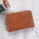 【SALE】ポメラニアン、牛革ミニウォレットＬ型ファスナー