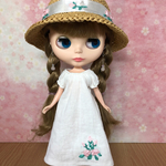 リボン刺繍の麦わら帽子とワンピセット♪