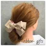 ふんわりリボン【バレッタ】バイカラー♡ヘアゴム変更可能