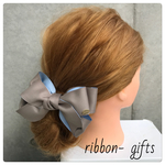 ふんわりリボン【バレッタ】バイカラー♡ヘアゴム変更可能
