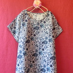 ◆夏物セール￥3,700引き!!◆手描き風　水彩花草　ワンピース　グレー 