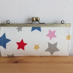 カラフルスター柄のがま口長財布