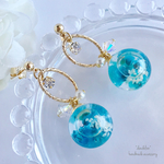 再18* 深海の雪スワロフスキーハーバリウムピアス/イヤリング