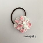 編み小花のヘアゴム ピンクミックス
