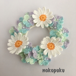 マーガレットとレース糸フェアリーカラーのお花シュシュ