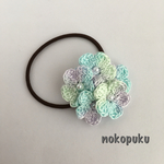 編み小花のヘアゴム フェアリーカラー