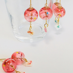 ヨーヨー風鈴ピアス  クリアレッド