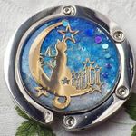 月夜の猫の輝くバッグフック♪