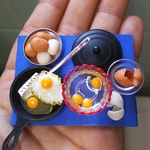 🍳🥚🐣玉子セット 🔪😉 ミニチュア  ドールハウス カフェ  キッチン  玉子 たまご たまご カフェ  料理 レストラン                  