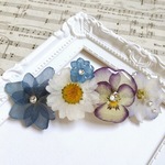 紫陽花とノースポールの押し花バレッタ