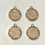 GOLD STRAW BROWN CIRCLE CHARM PARTS