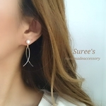 パール×カーブピアス【樹脂ピアス】